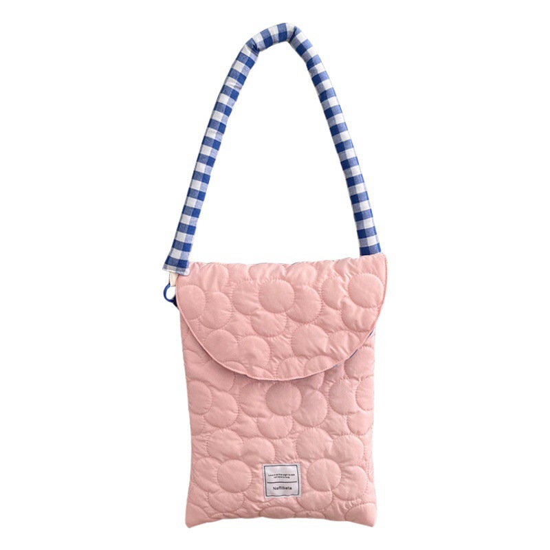 Down cotton ipad storage bag ins high-looking quilted cute hand carrying key change mobile phone diaper mummy bag