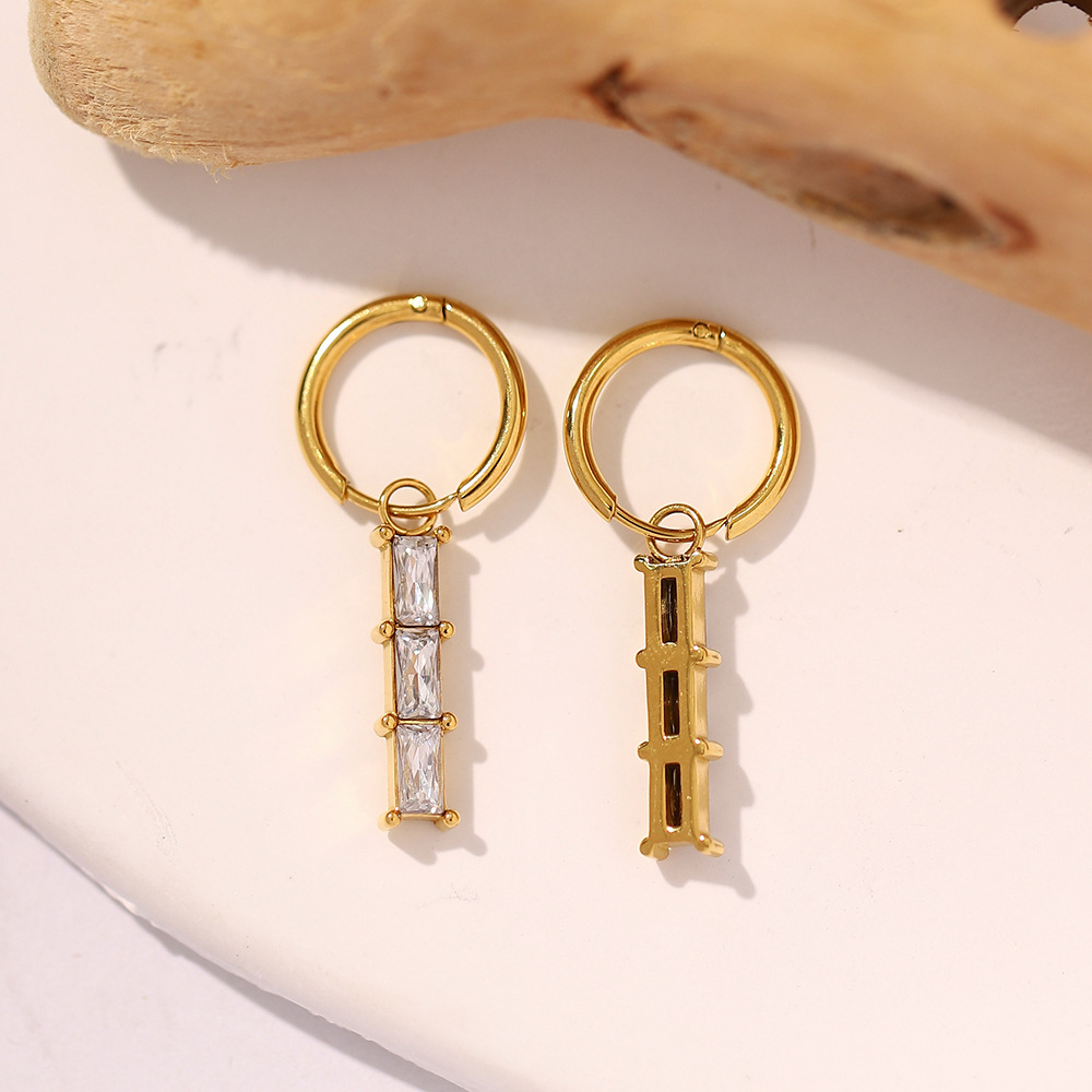 Fashion Geometric Stainless Steel Earrings Gold Plated Zircon Stainless Steel Earrings