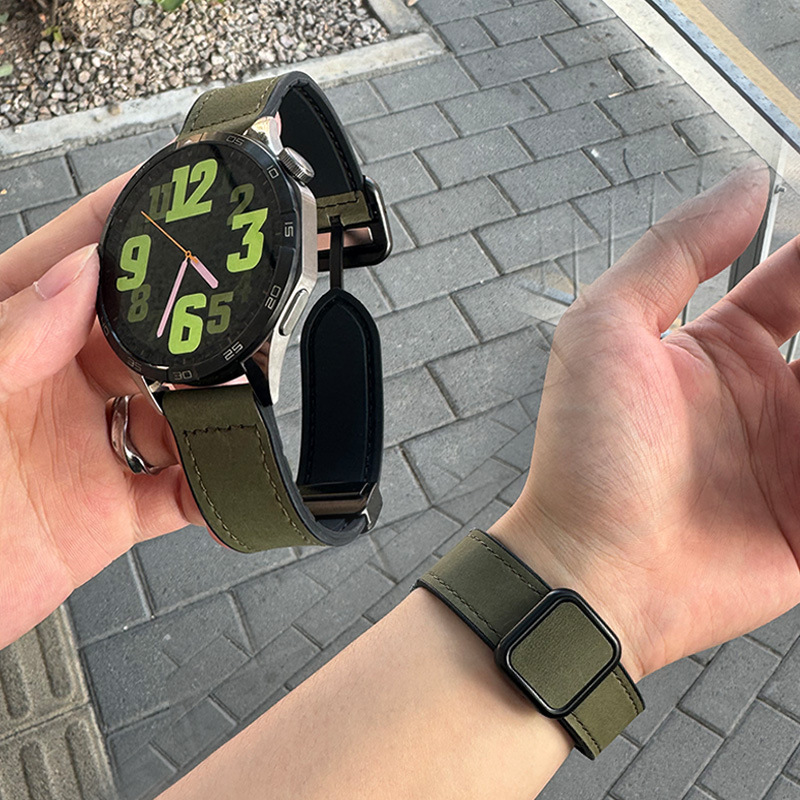Suitable for Huawei Gt6/5 Watch Strap Crazy Horse Pattern Magnetic Watch5 Ladies Gt4 Classy Gt3Pro Watch Summer