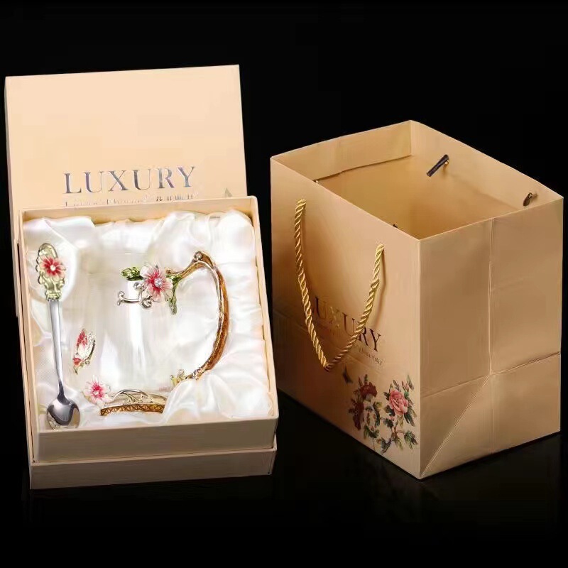 花茶杯礼咖啡杯早餐牛奶批发会销珐琅彩女圆形家用玻璃水杯果汁杯|undefined