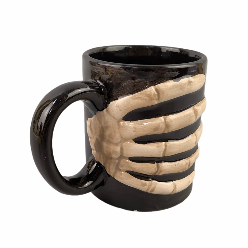 Parodia de Halloween dedo taza de Palma de cerámica cráneo dedo hueso forma taza de café taza de agua