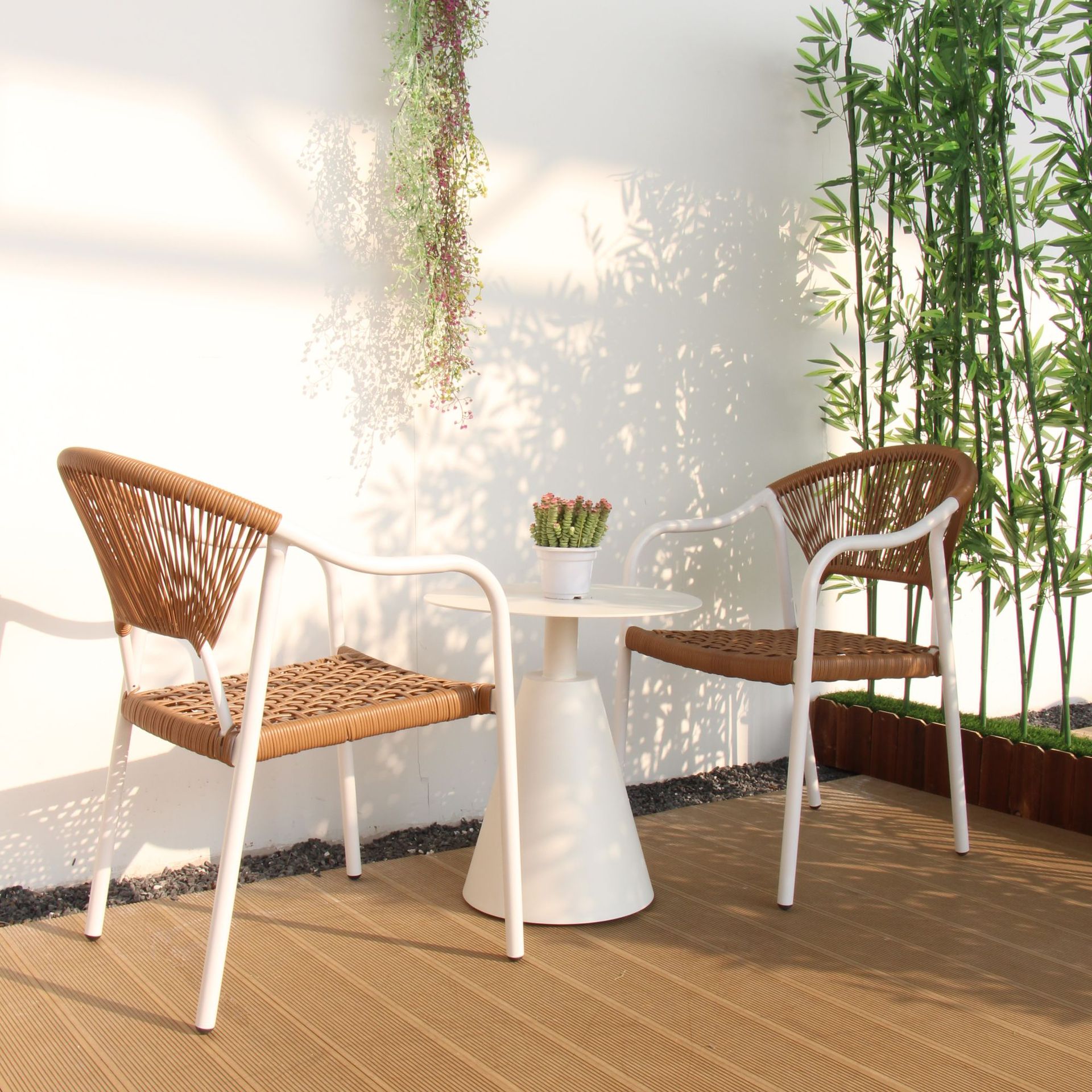 Mesa de centro redonda al aire libre nórdica mesa de negociación combinada patio balcón mesa de centro de ratán mesa de centro pequeña creativa muebles de hotel