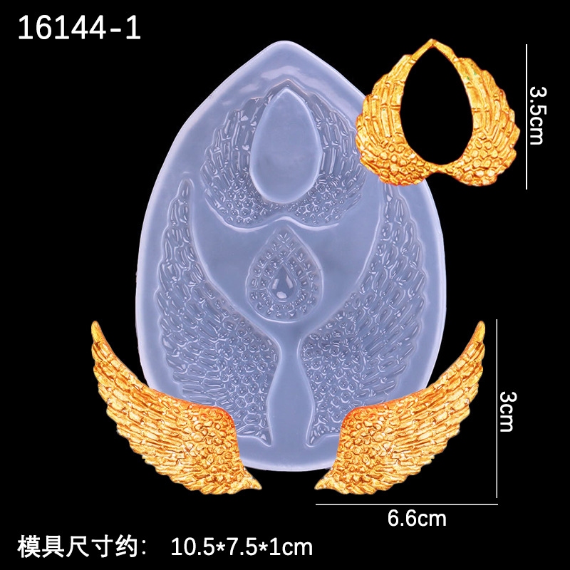 DIY cristal epoxi ala espejo molde accesorios hechos a mano Ángel pluma ala colgante accesorios molde de silicona