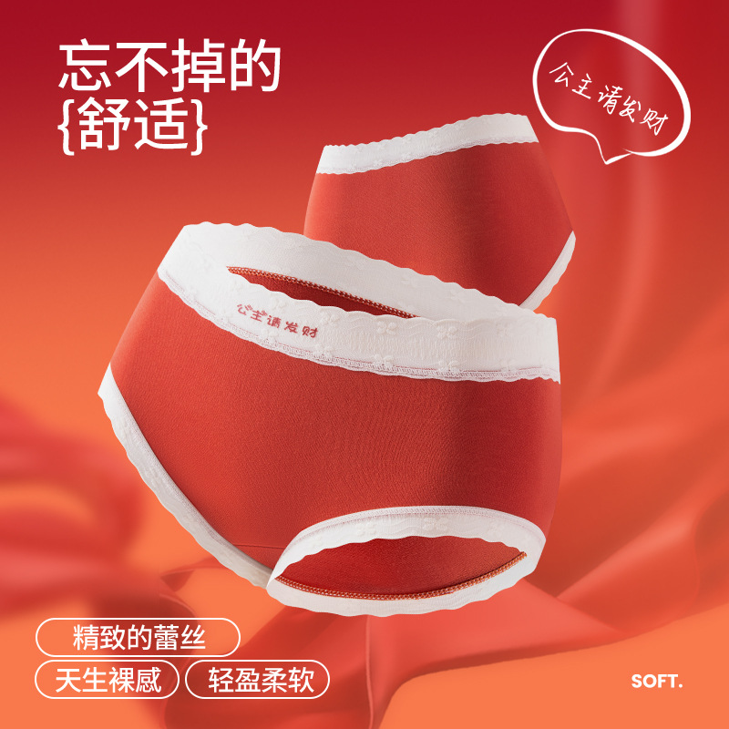 Princesa, por favor haz una fortuna, rojo Encora rojo, año de nacimiento, matrimonio, suerte, entrepierna de seda roja, calzoncillos rojos, calcetines gratis