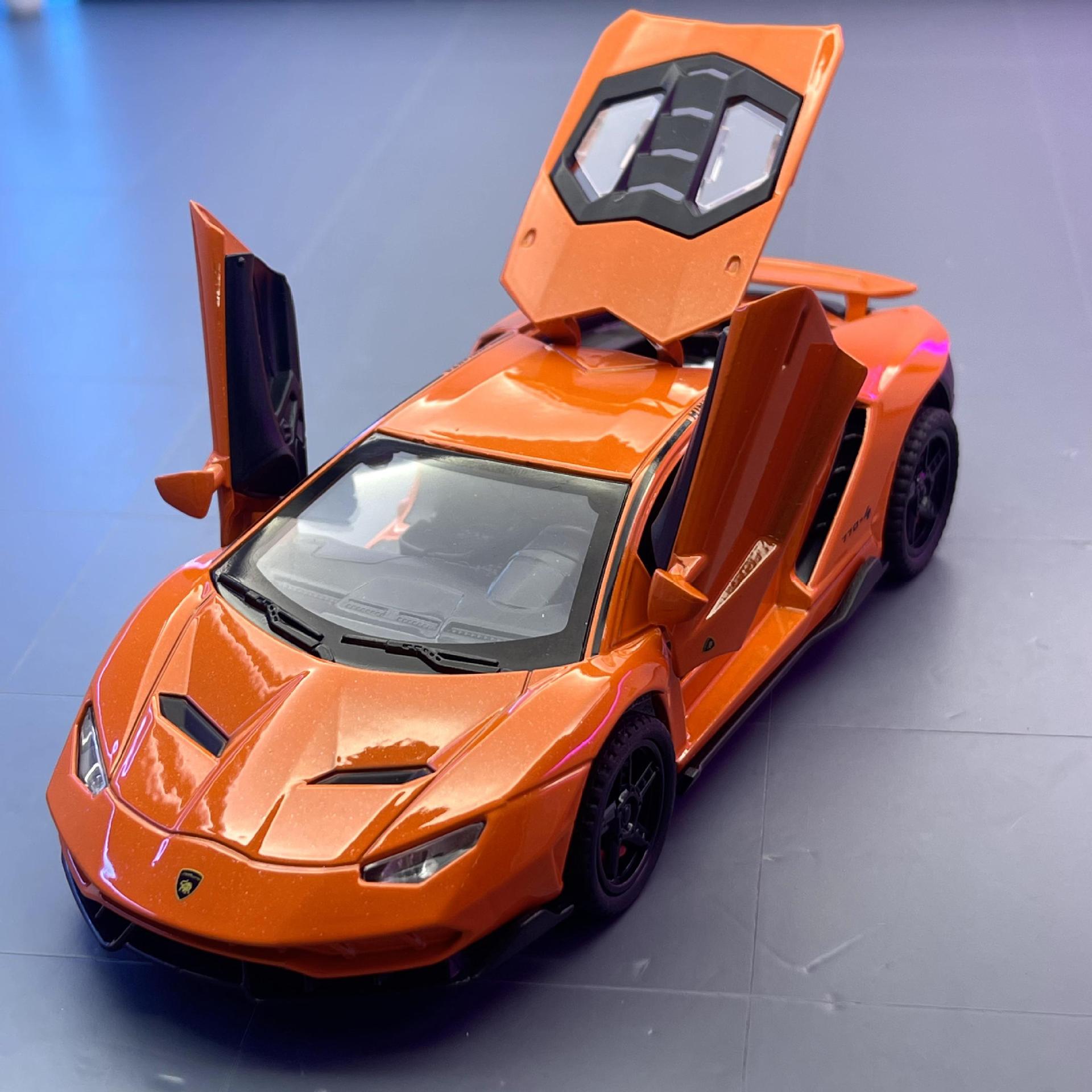 (A granel) Jianyuan aleación modelo de coche 1 a 32 Lanbo LP770 Tire hacia atrás el sonido y la luz de juguete coche deportivo Modelo de la música