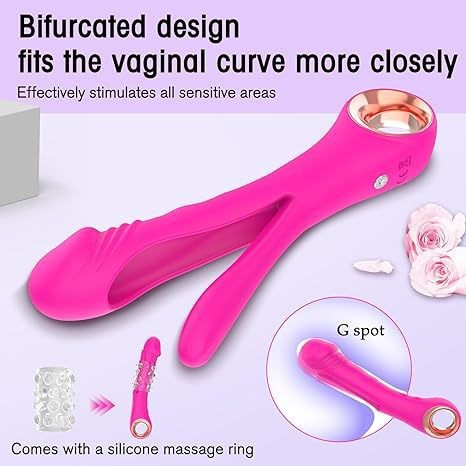 Weiblicher Dildo, gegabelter Stab, G-Punkt-Vibrationsstab mit Doppelkopf, AV-Massagestab, Masturbationsgerät für Erwachsene_voghion.com