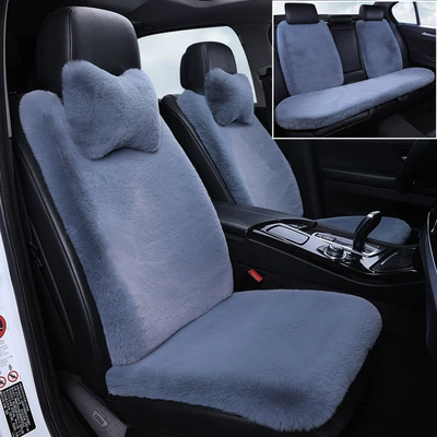 Stuffed Car Seat Cushion Winter Cotton Wool pad - gray-full-car-set-nine-piece-set