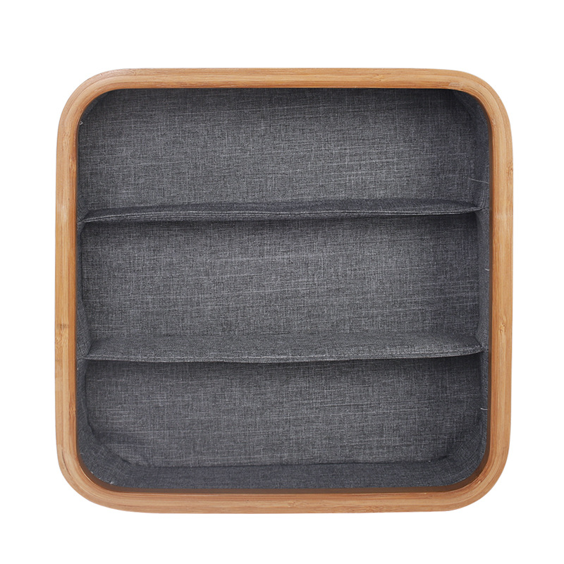 Cesta de ropa sucia de bambú transfronteriza Cesta de almacenamiento de ropa para el hogar Tela Oxford impermeable Cesta de ropa sucia plegable de gran capacidad con doble apertura