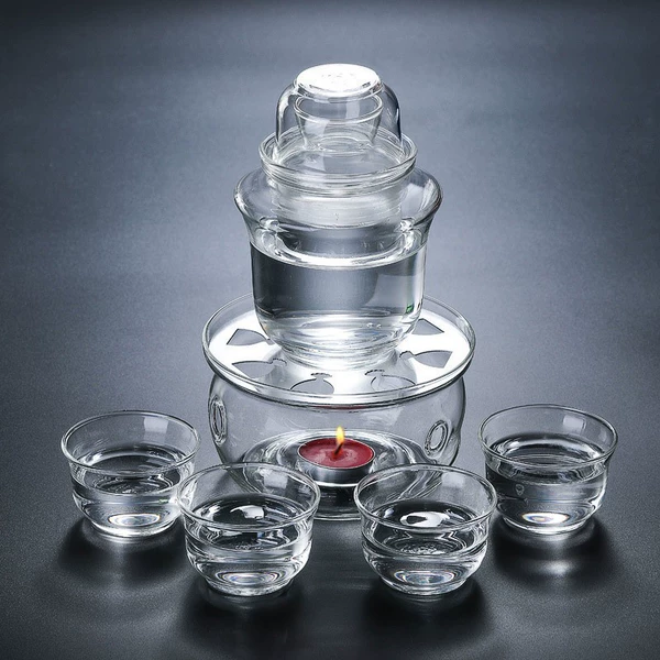 Large wine warmer (about 4 taels) + 4 wine glasses + round seat