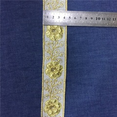 Cross-border supply source Indian gold foil embroidered edge retro classic sequin embroidery barcode clothing accessories