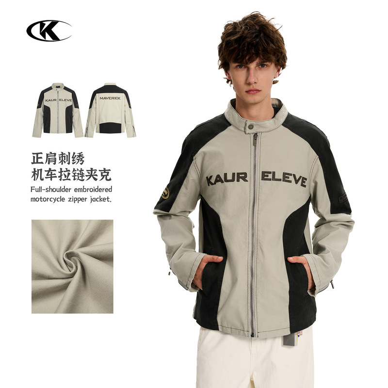 11Kn American Retro Jacket for Men and Women, Motorcycle Design, Unique Short Wide Boxy Loose Letter Casual Zipper Jacket 11Kn American Retro Jacket for Men and Women, Motorcycle Design, Unique Short Wide Boxy Loose Letter Casual Zipper Jacket