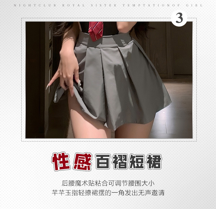 Feimu Selects JK Uniform Costume Set with Pleated Skirt, Tie and Thong — detail image 38