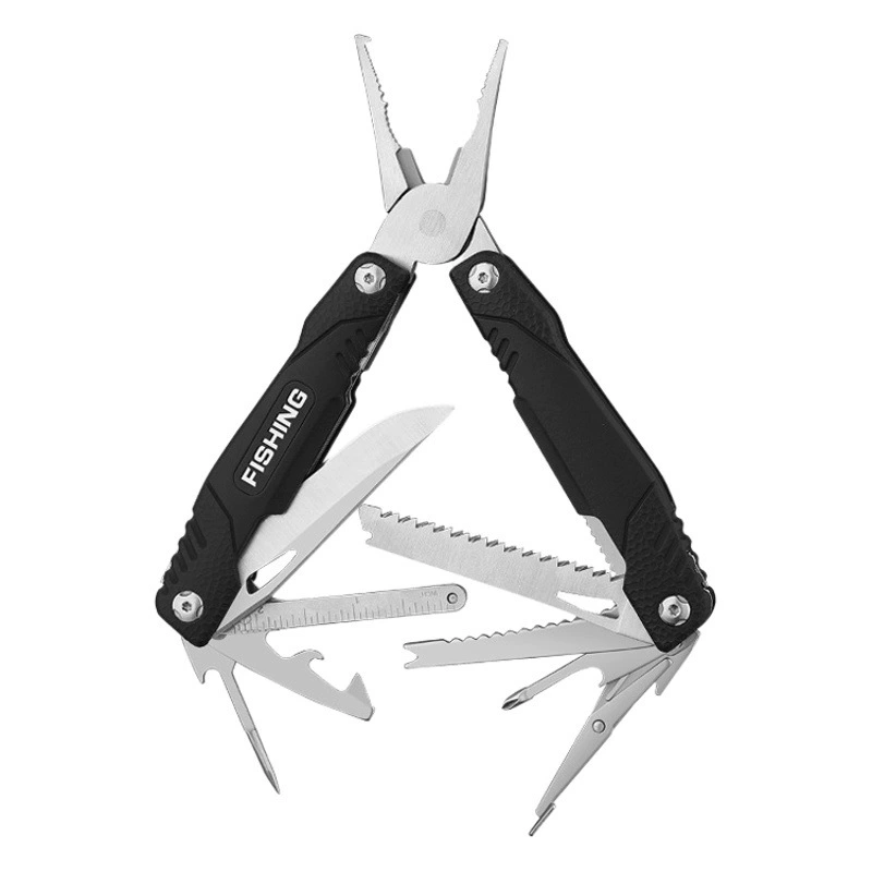 Новые черные рыболовные инструменты из нержавеющей стали Luya Плоскогубцы Портативные складные плоскогубцы для кемпинга Уличные многофункциональные плоскогубцы для рыбалки