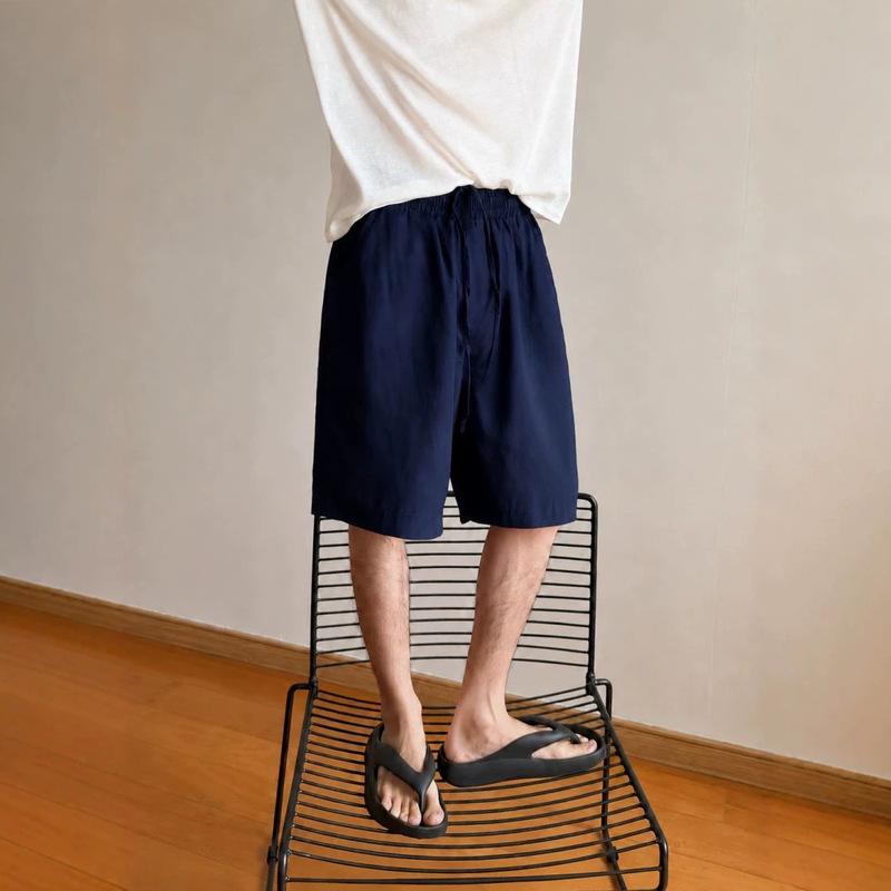 Old Money Style Linen Shorts for Men, Summer Thin Breathable Relaxed Fit Loose Straight Casual Mid-Length Pants