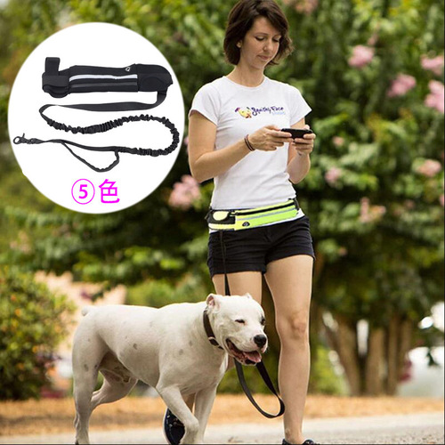 New Pet Running Waterproof Waist Bag, Reflective Sports Dog Running Elastic Leash, Anti-Explosion, Can Be Shortened