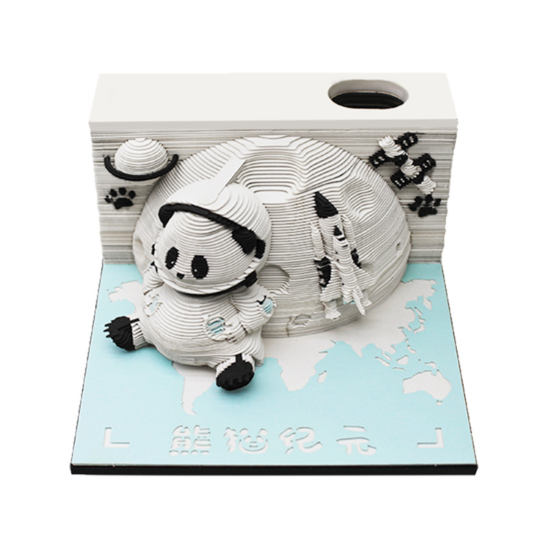 2025 Chengdu Panda Adornos Papel de notas Negocios Regalos tridimensionales Modelos creativos de dibujos animados Notas Calendario Tallado de papel