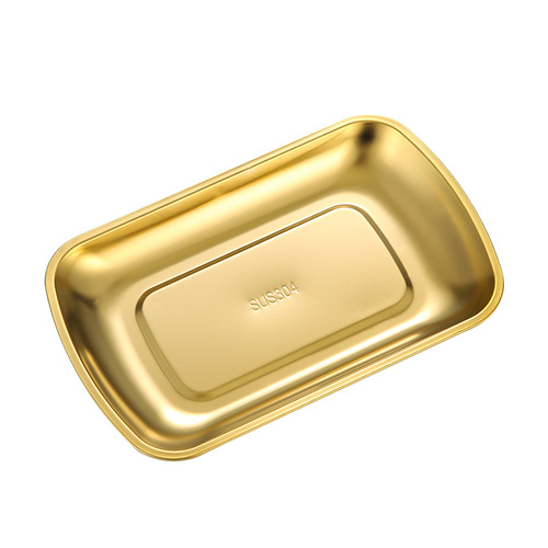 304 stainless steel Korean snack plate, snack plate, barbecue plate, rectangular French fries plate, fried chicken special plate, golden cold dish plate