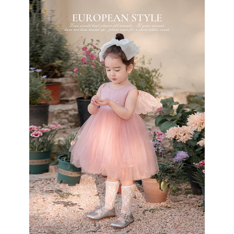 Girls Dress Super Fairy Elf Princess Dress Birthday Flower Girl Wedding Children Sleeveless Summer Dress One Year Old Dress Baby Girl