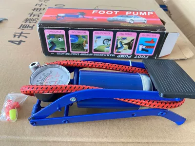 High-pressure pedal car air pump car air pump portable high-pressure pedal motorcycle car tire pump (Hava nasosu) - small-blue-tube