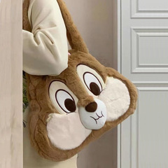 貪吃的花栗鼠奇奇單肩手提包休閒可愛腋下包秋冬大容量卡通托特包