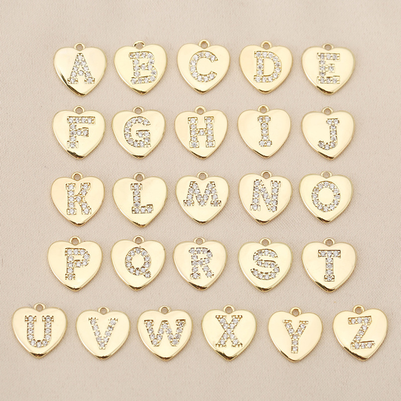 Color preserving 18K gold and copper love 26 letters diy accessories pendant single pendant bracelet necklace accessories pendant