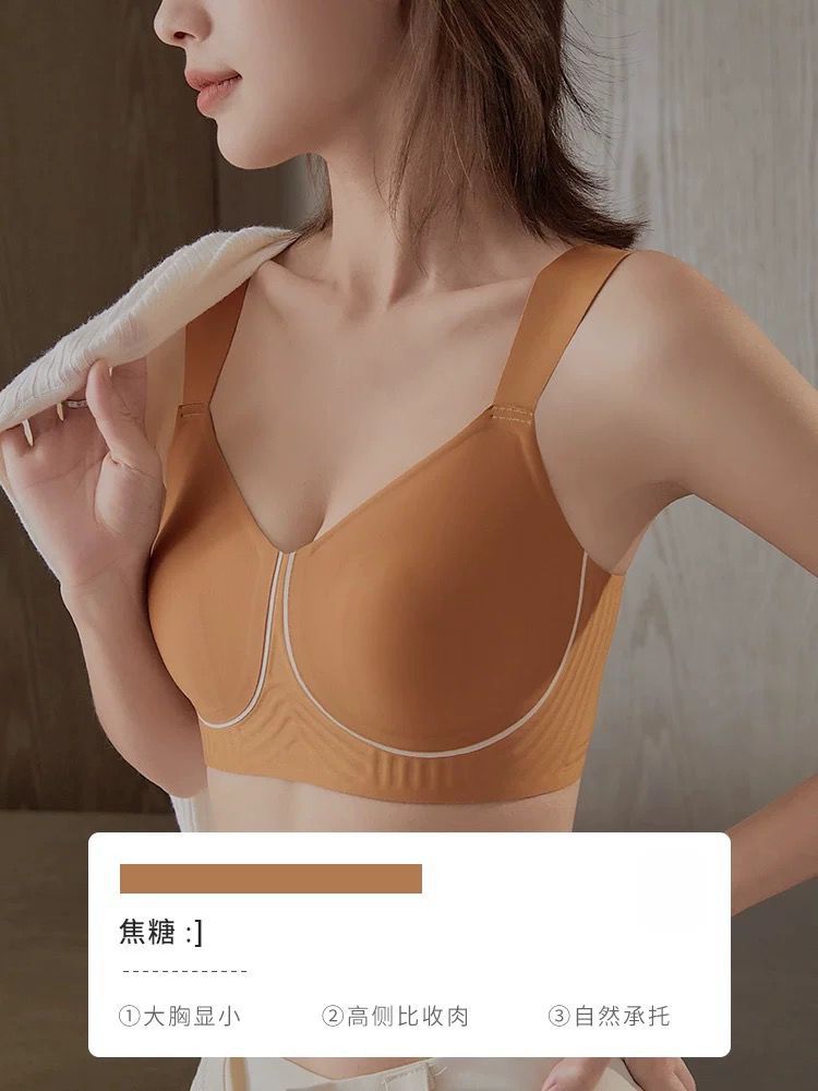 Taza de orejas de conejo de tamaño grande extracción ropa interior ultra delgada damas verano sin marcas de pequeño sujetador se reúne contra la caída sujetador de soporte superior