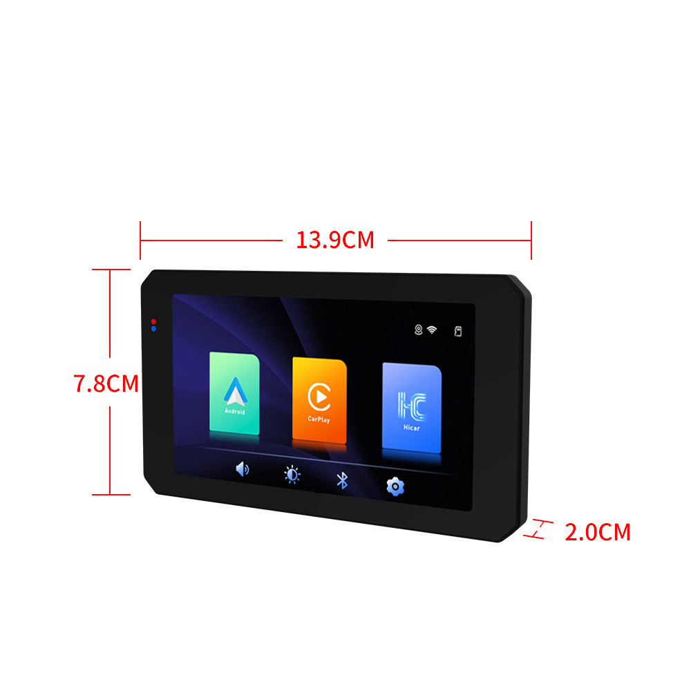 Cross-Border Hot-Selling Product 5inch Motorcycle Dashcam Wireless Carplay Phone Screen Mirroring Ultra-Thin Waterproof High-Brightness Screen