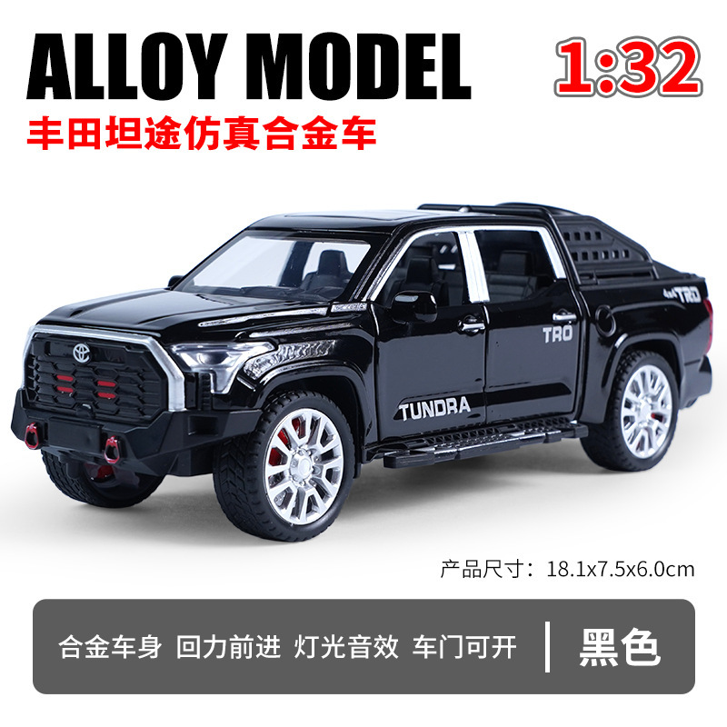 Modelo de coche de aleación de simulación Lijiaxin 1:32 Toyota Tantu Tire hacia atrás vehículo todoterreno con sonido y luz modelo de coche de juguete adornos