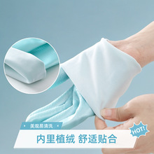 鲨鱼油植绒洗碗手套女家务pvc橡胶劳保清洁耐磨加绒手套家政保洁