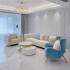 美式轻奢布艺沙发拉扣小户型现代简约丝绒科技布1234组合沙发客厅