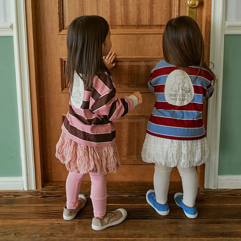 Now Available! Spring and Autumn Am Cotton Wide-Striped Cartoon Letter Patch Turn-Down Collar Shirt, Bear Rugby Polo Shirt, T-Shirt