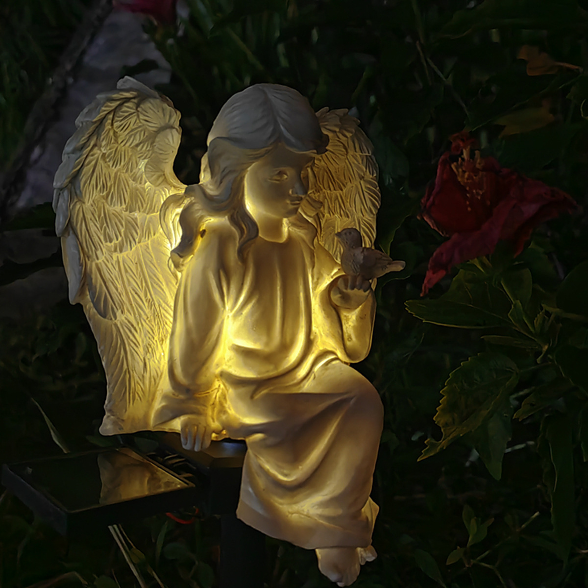 American Outdoor resin sitting Angel Garden Balcony decoration solar garden lamp Angel lawn lamp