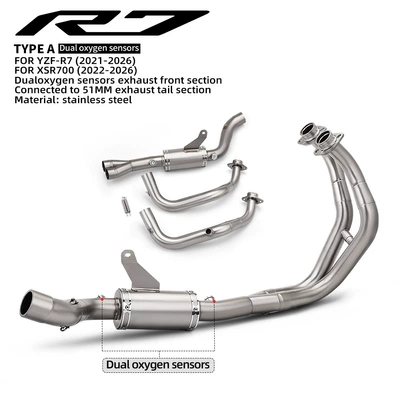 Suitable for motorcycle XSR700 modification, R7 front exhaust pipe, Scorpio Dream Star tail muffler (Exhaust pipe) - a