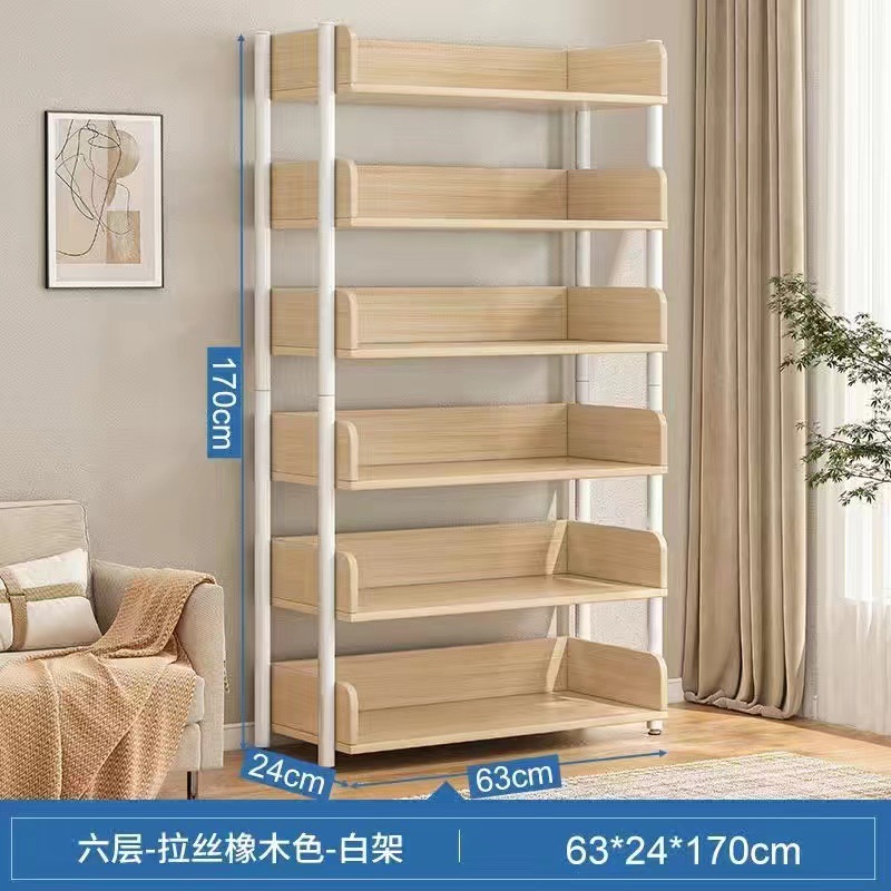 Estante de libros simple de hierro forjado doméstico de almacenamiento de suelo estante de exhibición estante de almacenamiento estante de estante de almacenamiento estante de biblioteca para estudiantes