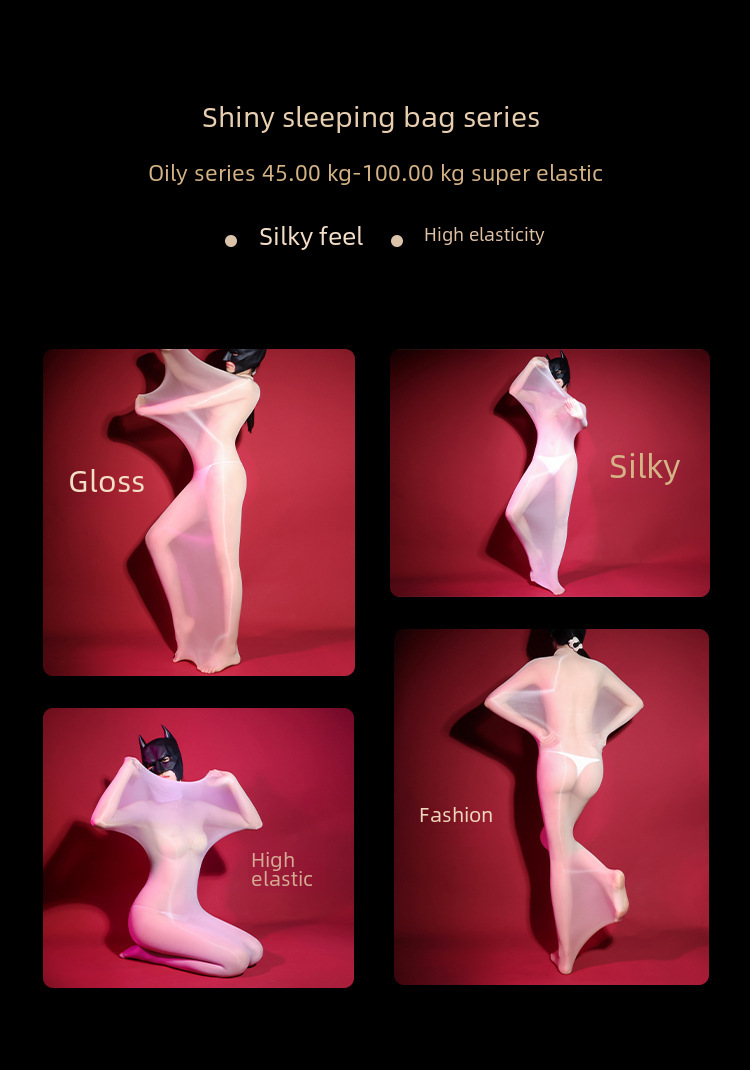 912 shiny ultra-thin 8D mirror reflective perspective sexy sleeping bag couple full body wrap seamless horse oil socks sleeping bag