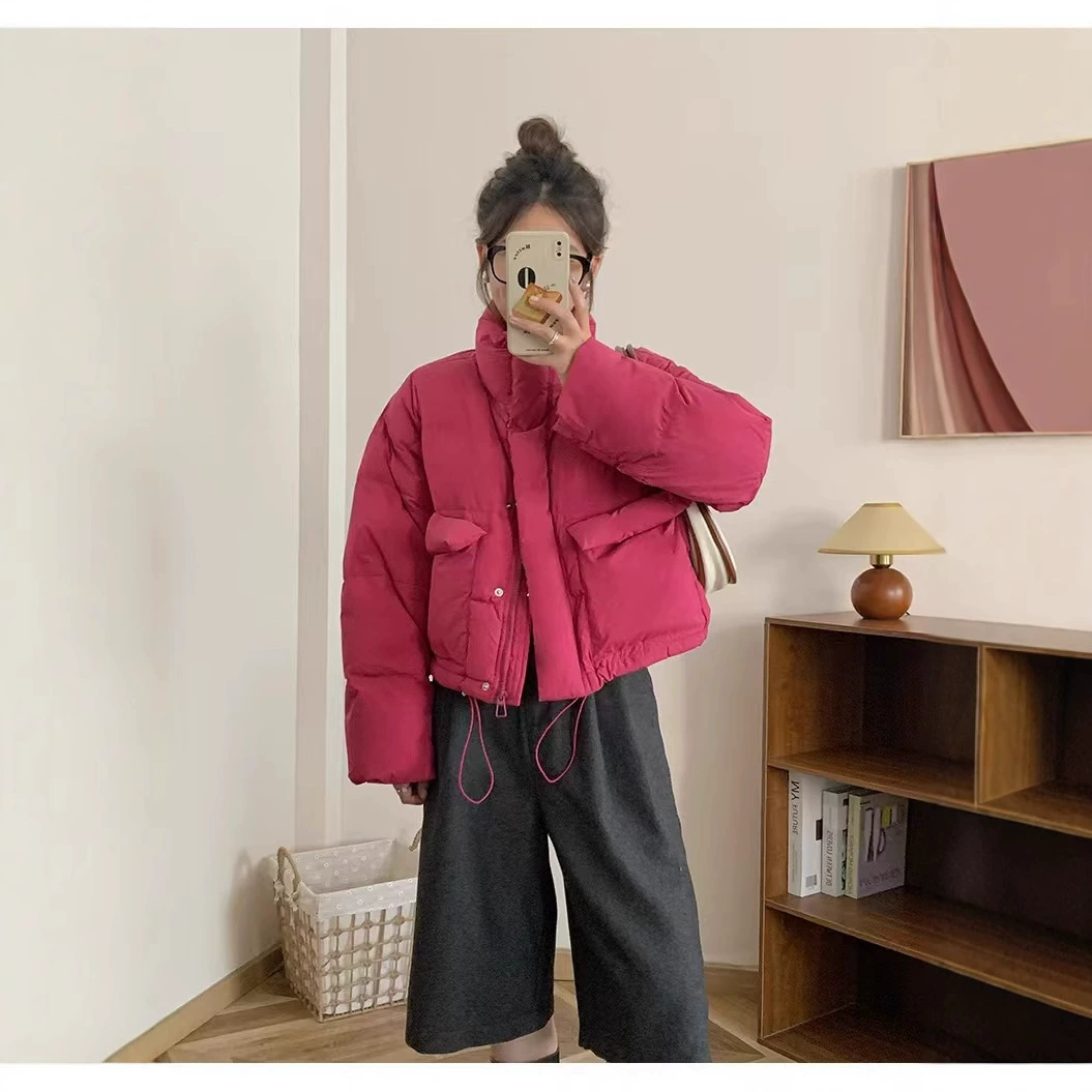 2025 новая корейская версия Dongdaemai белая утка бархат конфеты пуховик женский короткий толстый хлебный костюм куртка с воротником