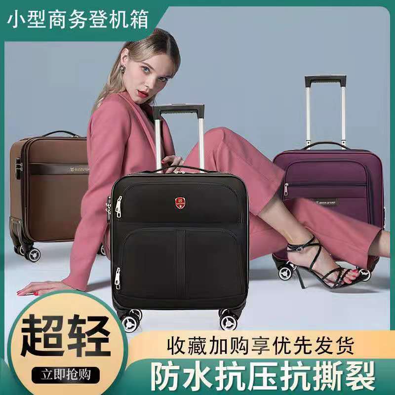 Equipaje de 18 pulgadas Estuche de carretilla de tela Oxford para mujer Estuche de embarque ligero pequeño para hombres Mini Contraseña de tamaño pequeño viaje corto