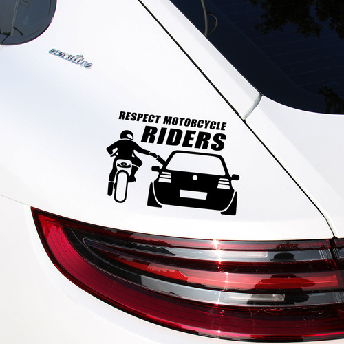 外贸 Respect for Bikers摩托车车贴汽车贴纸镭射雕刻车贴车身贴
