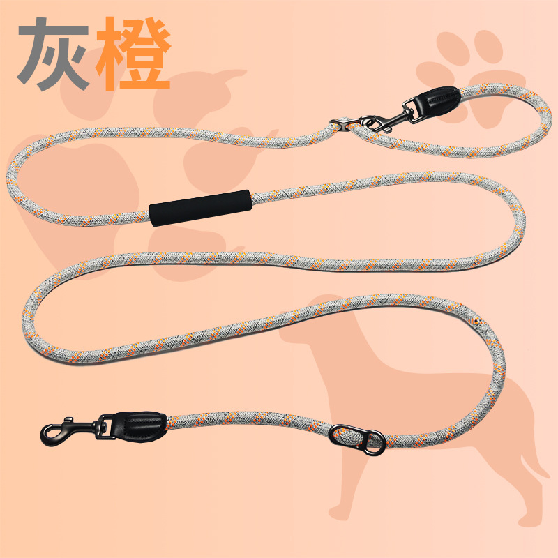 Correa de perro de doble cabeza de algodón y lino reflectante transfronterizo nuevo con agarre multifuncional crossbody cintura correa de correr