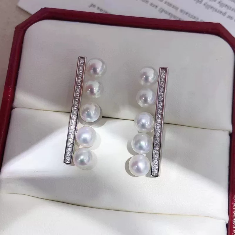 Аксессуары с жемчугом, серьги, круглые бусины, S925, 4–5 мм
