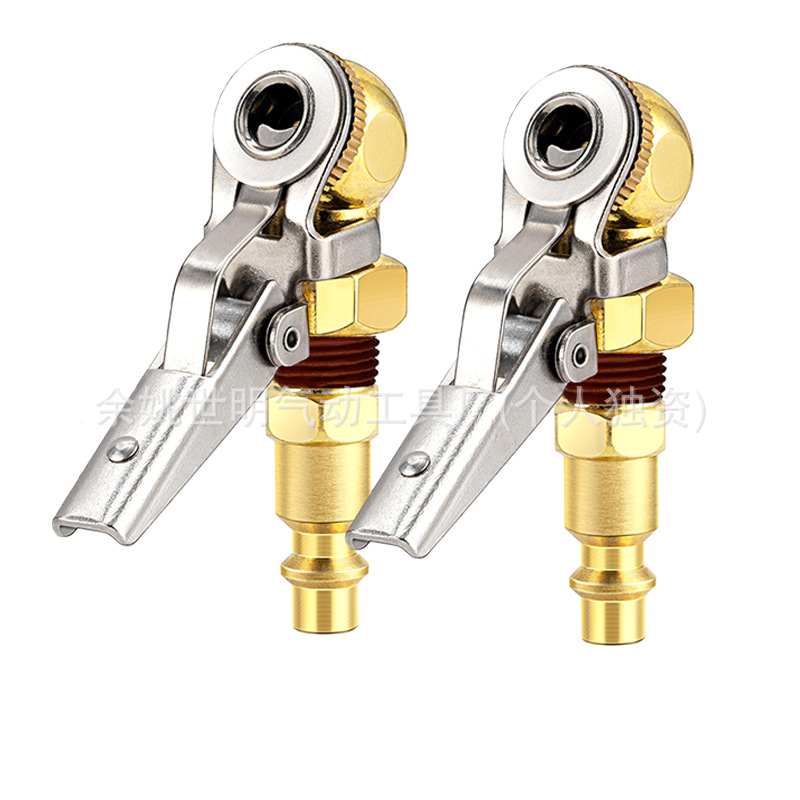 黄铜1/4NPT打气嘴充气管 卡盘式打气头快速接头工具气动接头配件