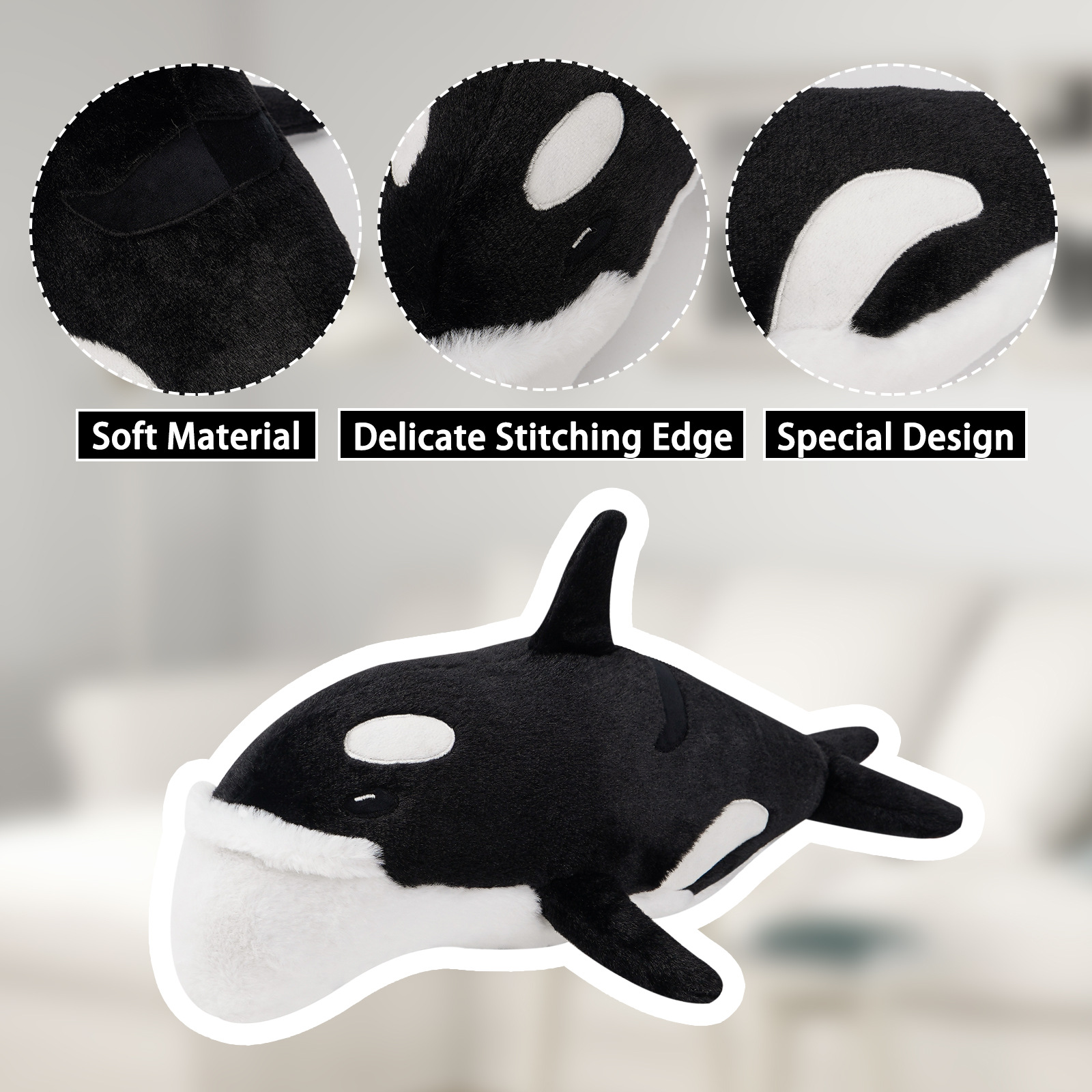 Nuevos productos transfronterizos creativos ballena con almohada de núcleo lindo extraño almohada de vacaciones sofá en el hogar almohada adornos