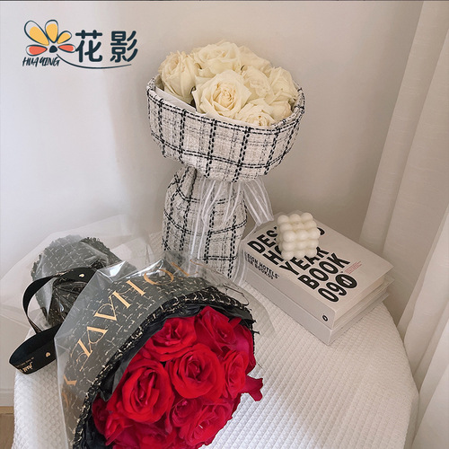 Fabric small fragrant cloth 1.5 meters houndstooth round shaped flower bouquet packaging for girls florist shop supplies