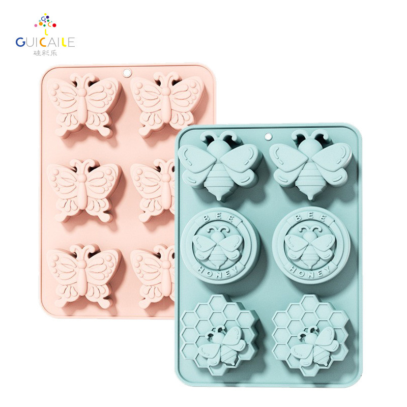 Handmade Soap Mold Creative Flower Pattern Butterfly Bee DIY Soap Mold Cake Mooncake Baking Silicone Mold