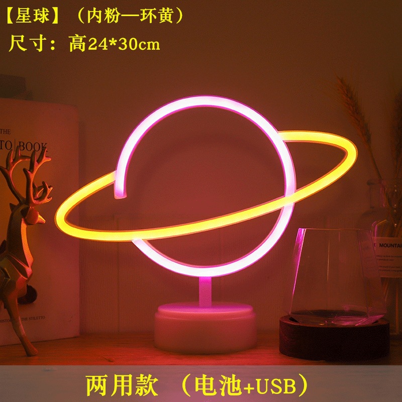 Lámpara de diseño LED de venta directa de fábrica, base de neón, flamenco, relámpago, luz nocturna, luces navideñas redondas