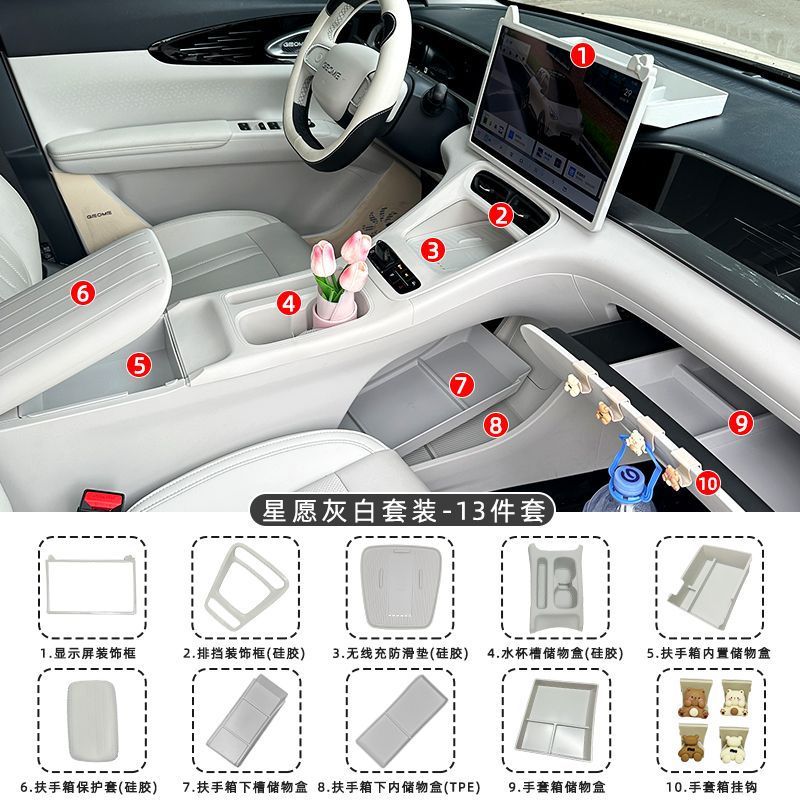 Armrest Box Silicone: Shiyong Armrest box pad - voyah-xingyuan-center-console-gear-panelarmrest-panel-silicone-pad-gray-white-13