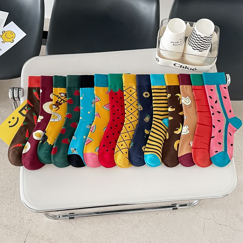 happy trendy men's and women's couple's fashionable socks men's long cotton socks animal color fruit jacquard socks socks socks happy trendy men's and women's couple's fashionable socks men's long cotton socks animal color fruit jacquard socks socks socks