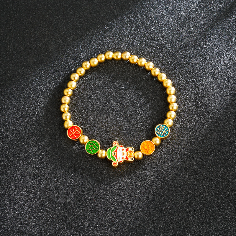 Vietnam Sha Jin Ping An feliz pequeño dios de la fortuna pulsera auspiciosa no se desvanecerá bronce chapado en oro pulseras joyerías suministro