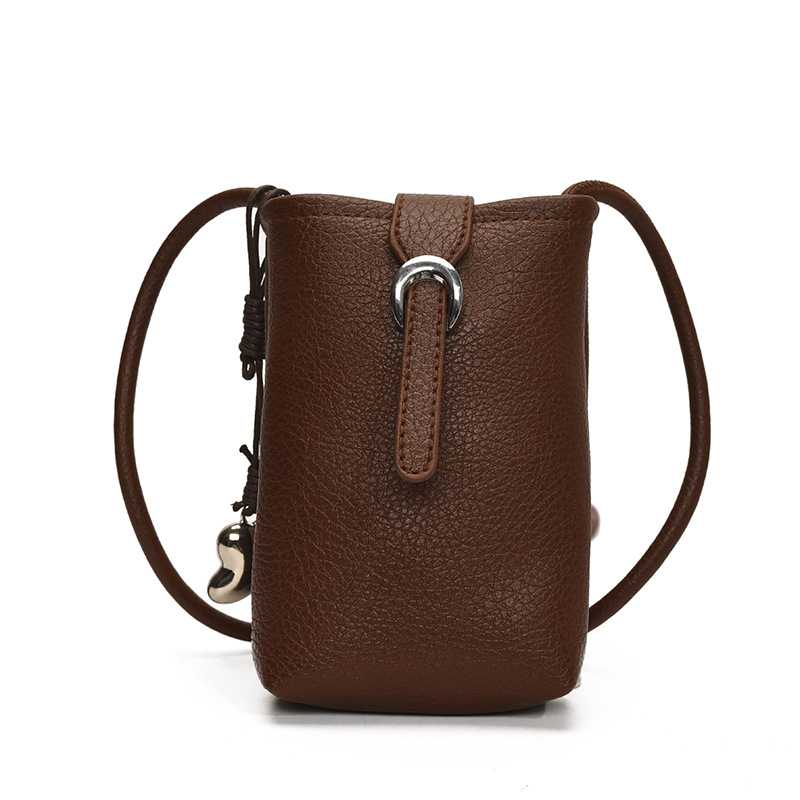 Bolso de teléfono móvil de moda coreana 2025 verano nuevo bolso femenino bolso de hombro popular de este año bolso de mensajero con patrón de lichi simple