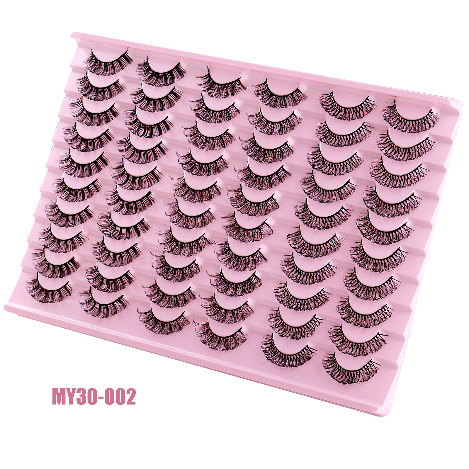 Europa y América transfronteriza 30 pares de pestañas postizas diarias rizado pestañas gruesas pestañas de fibra química natural artificial al por mayor